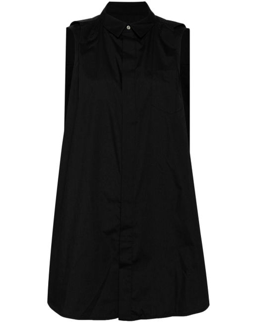 Robe-chemise en popeline à design sans manches Sacai en coloris Black