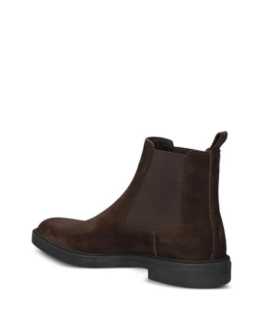 Boss Brown Calev Elastic-Panel Suede Boots for men