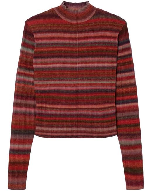 Re/done Red Striped Ribbed Wool Sweater