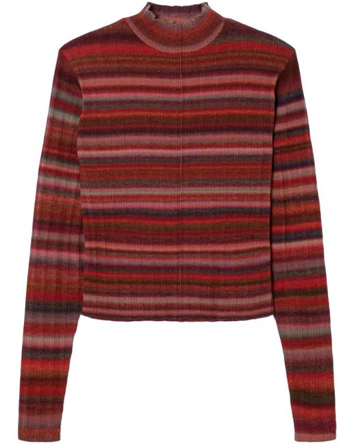 Re/done Red Striped Ribbed Wool Sweater