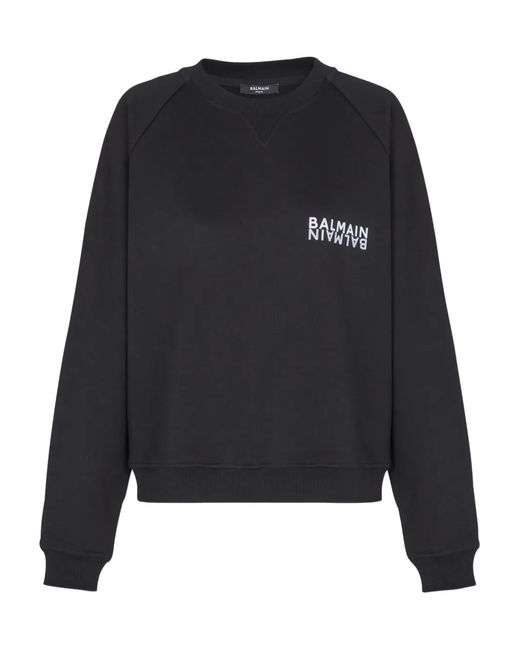 Balmain Black Logo-Detail Cotton Sweatshirt