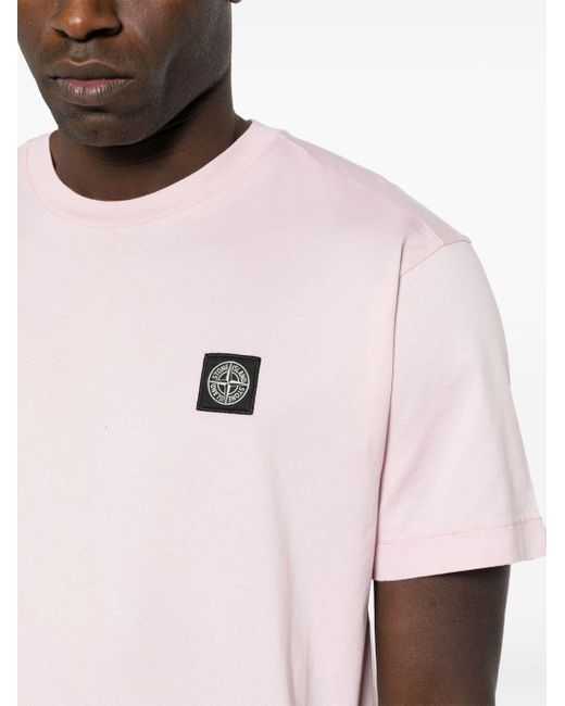 Stone Island T-Shirt aus Baumwolljersey in Pink für Herren