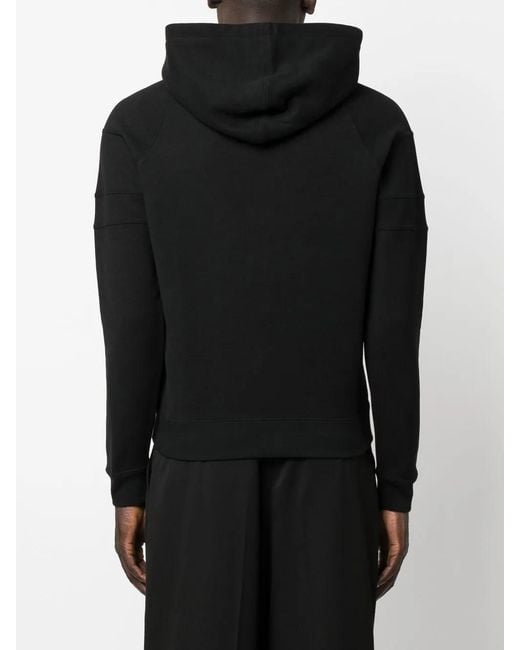 Saint Laurent Black Lace-trimmed Cotton-jersey Hoodie for men