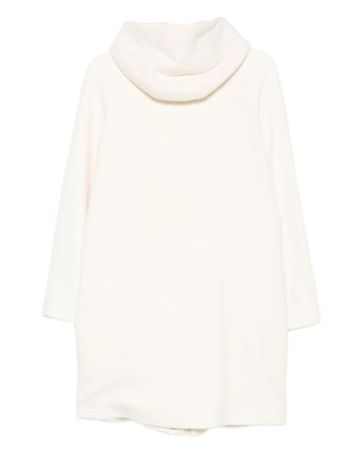Eleventy White Hooded Patch-Pocket Coat