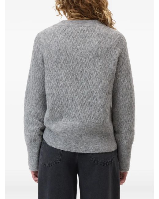 Closed Gray Gemusterter Pullover Mit V-Ausschnitt