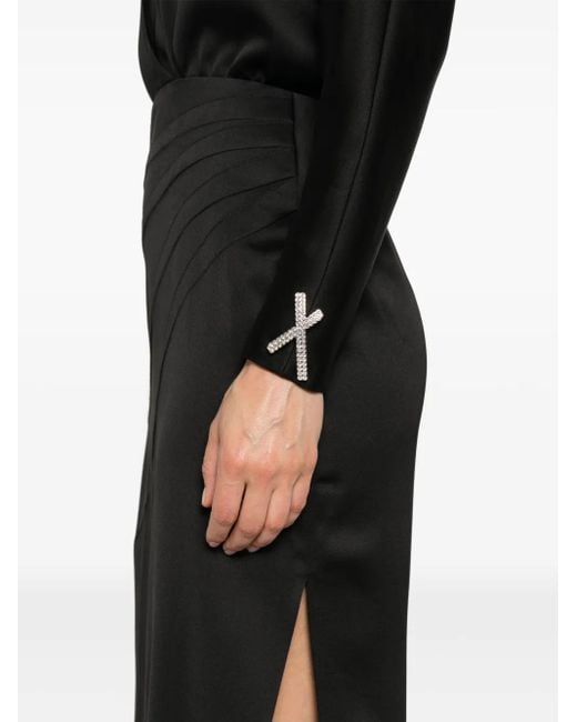 Genny Black Satin Maxi Dress