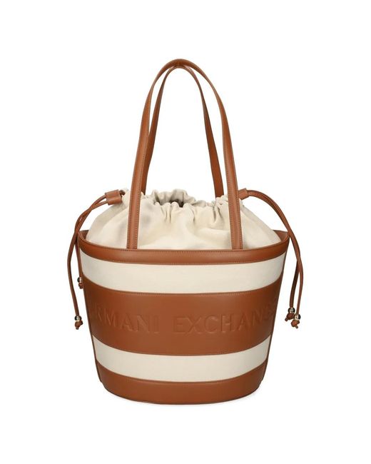 ARMANI EXCHANGE Natural Drawstring-Closure Bucket Bag