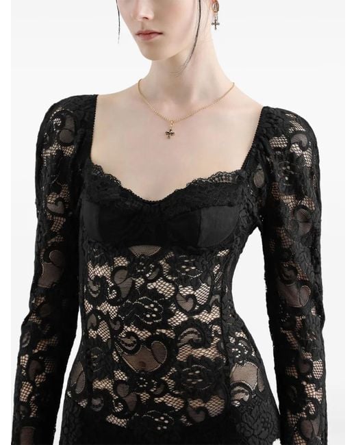 Dolce & Gabbana Black Laced Maxi Dress