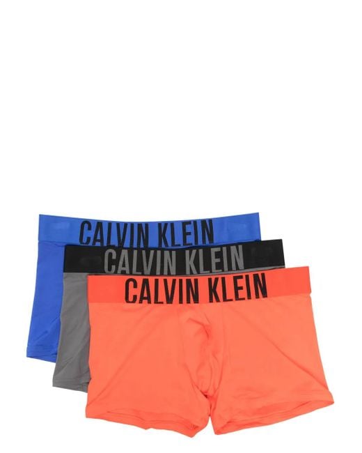 Calvin Klein Red Logo-Waistband Boxers (Pack Of Three) for men