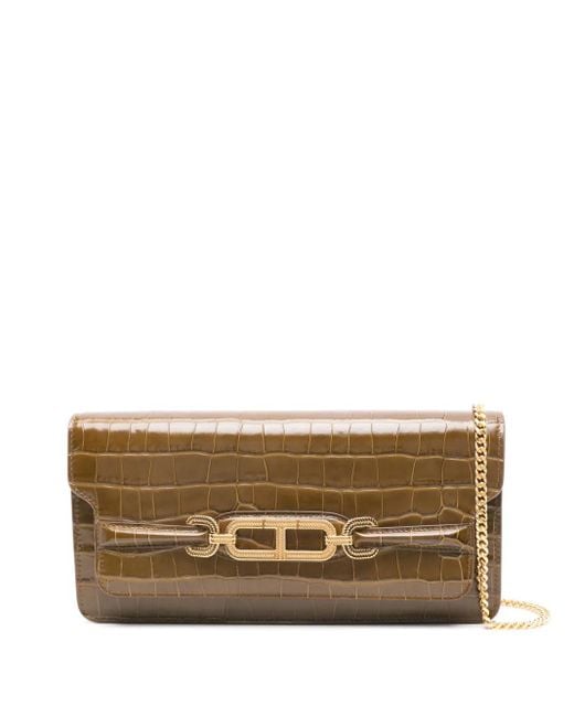 Tom Ford Brown Whitney Crocodile-Embossed Shoulder Bag