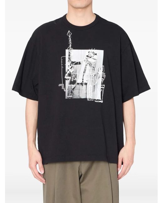 メンズ Kolor グラフィック Tシャツ Black