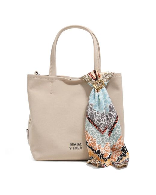 Bimba Y Lola White Floral-Print Heart-Ring Scarf