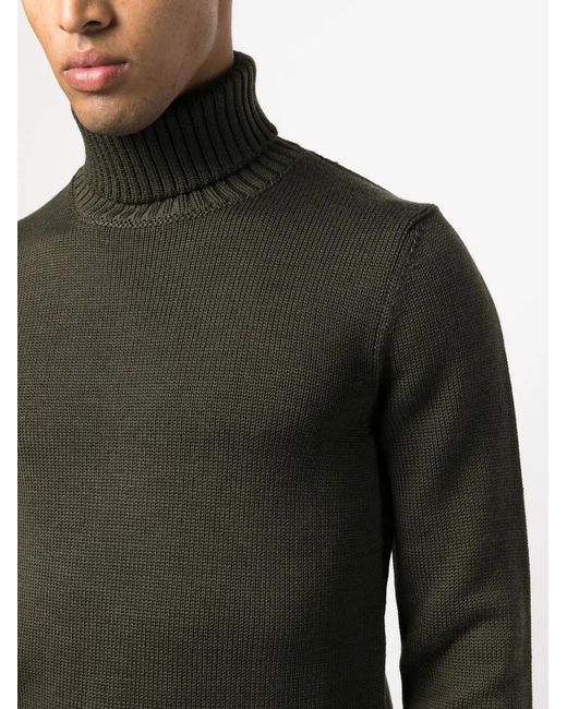 Zanone Green Roll-Neck Wool Sweater for men