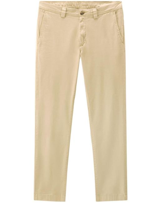 Pantalones chinos con logo bordado Woolrich de hombre de color Natural