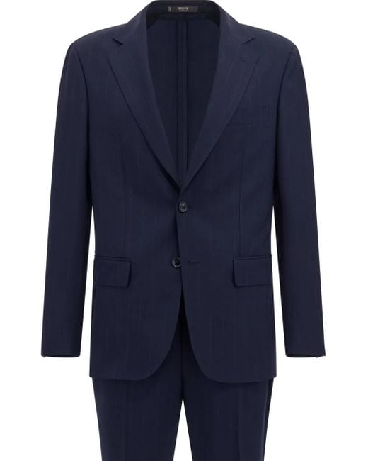 メンズ Boggi ストライプ ウールスーツ Blue