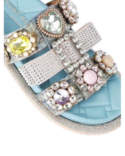 Kurt Geiger Blue Ornate Orson Crystal-Embellishment Sandals
