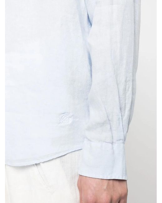 Vilebrequin White Caroubis Long-Sleeved Linen Shirt for men