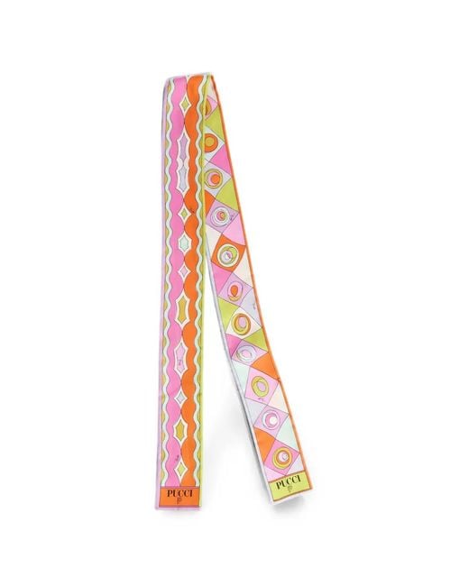 Emilio Pucci White Occhi Mixed-Print Silk Twill Scarf