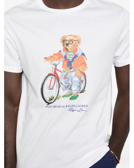 Polo Ralph Lauren White Short Sleeves Summer Bear T-Shirt for men