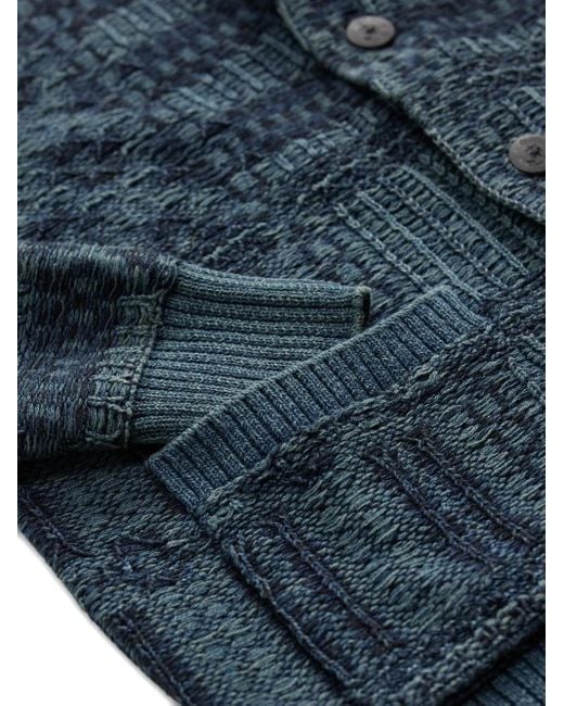 メンズ RRL ベルテッド カーディガン Blue