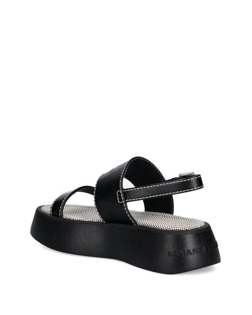 ARMANI EXCHANGE Black Double-Strap Platform Sandals