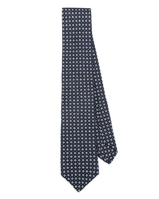 Luigi Borrelli Napoli Blue Geometric-print Silk Tie for men