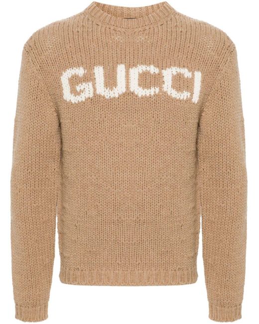 メンズ Gucci ロゴインターシャ セーター Natural