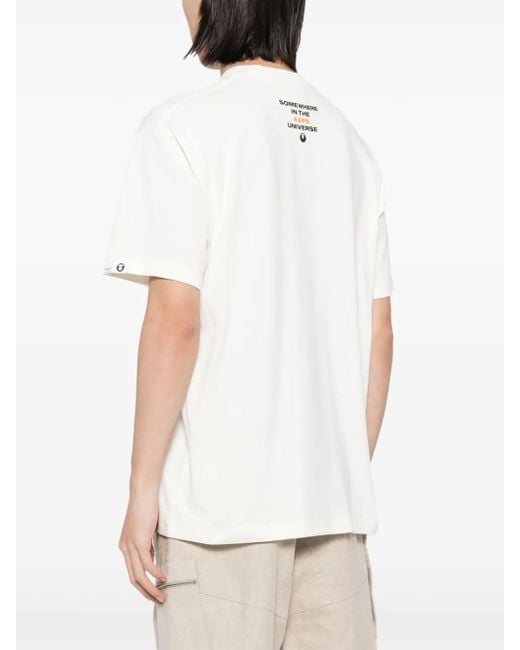 Aape By A Bathing Ape White Logo-Printed Cotton T-Shirt for men