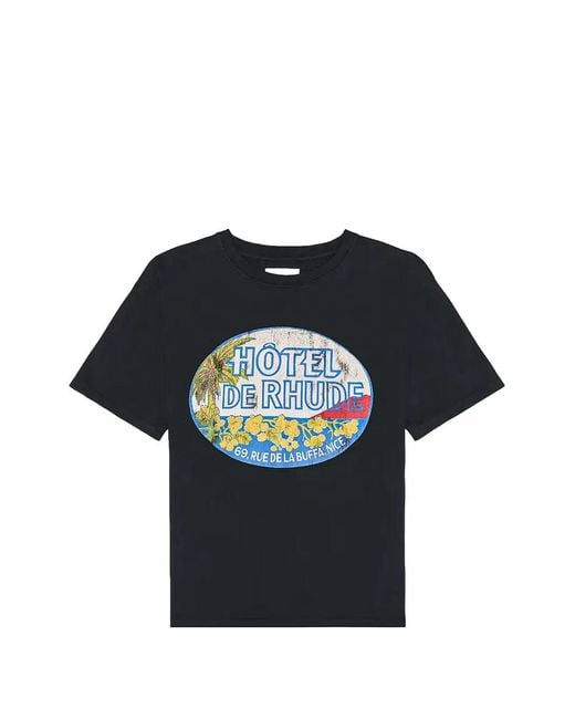 Rhude Blue Logo-Print Short-Sleeve T-Shirt for men