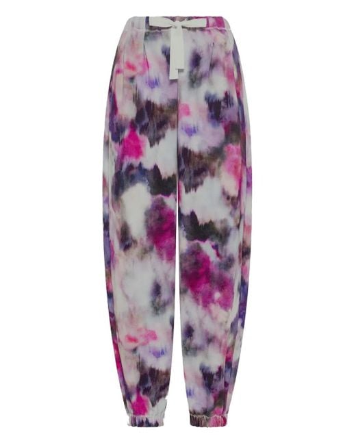 Deha Purple Floral-Print Drawstring Track Pants