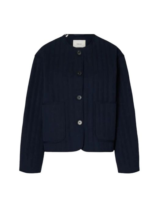 SELECTED Blue Button Quilted Cardigan