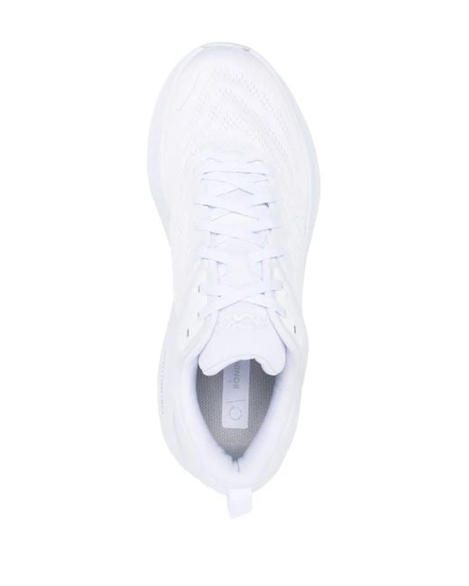 Hoka One One White Bondi Logo-Print Lace-Up Sneakers