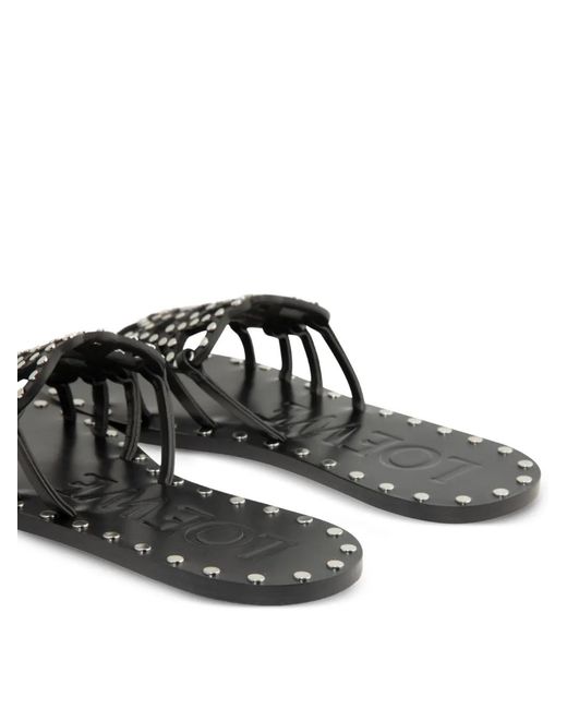 Loewe White Petal Anagram Studded Sandals