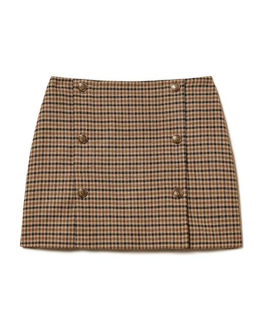 Twinset Brown Checked Buttoned Mini Skirt