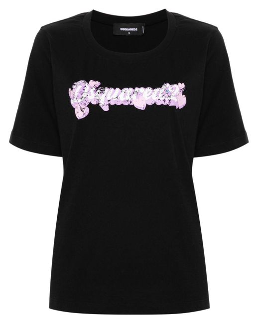 Camiseta con logo estampado DSquared² de color Black