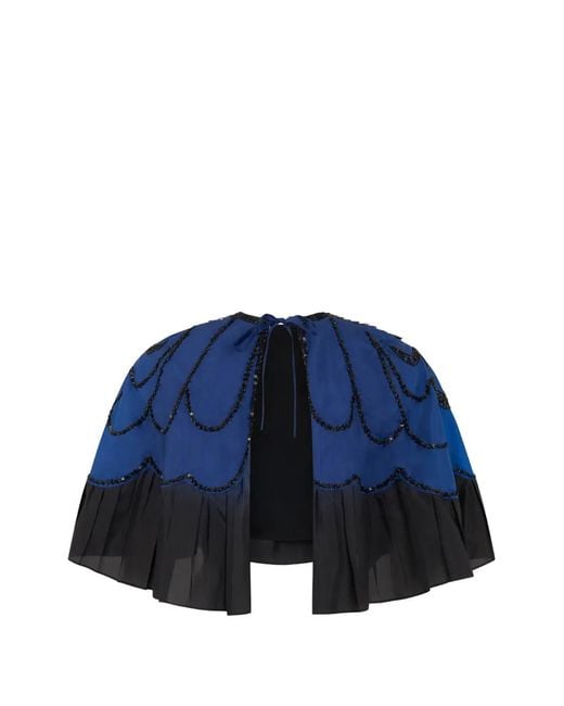 Alberta Ferretti Blue Sequin-Embellished Cape