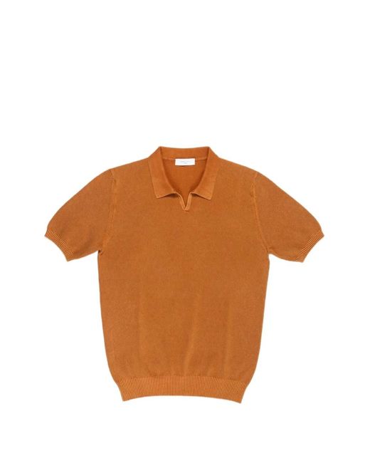 Boglioli Brown Fine-Knit Polo Shirt for men