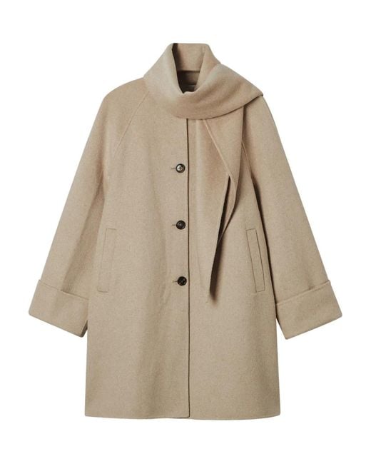 B+ AB Natural Button Scarf Coat
