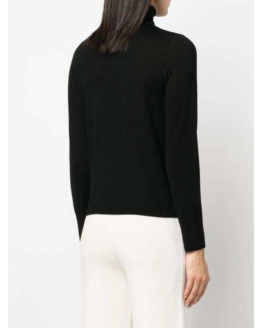 Allude Black High-Neck Virgin Wool Jumper