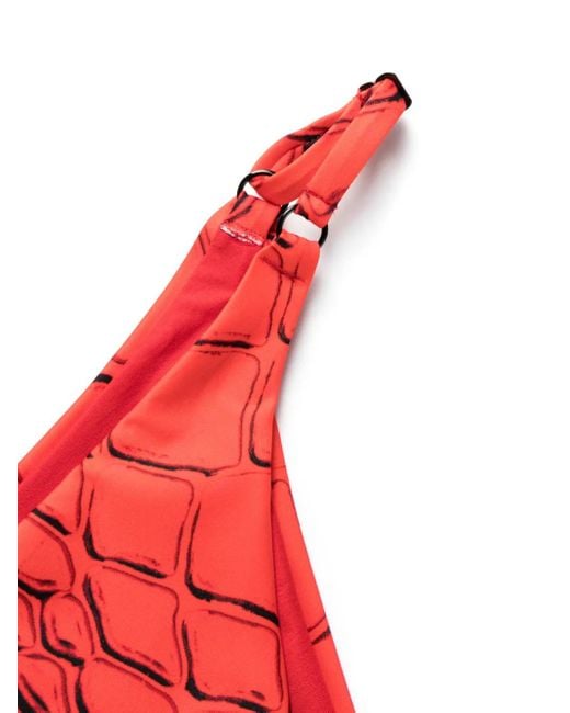 Noire Swimwear Red Abstract-Print Bikini Set