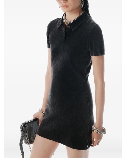 Abito Stile Polo A Coste di Alexander Wang in Black
