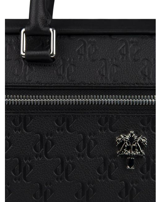 PLACE OF ELMS Black Monolink-Debossed Briefcase