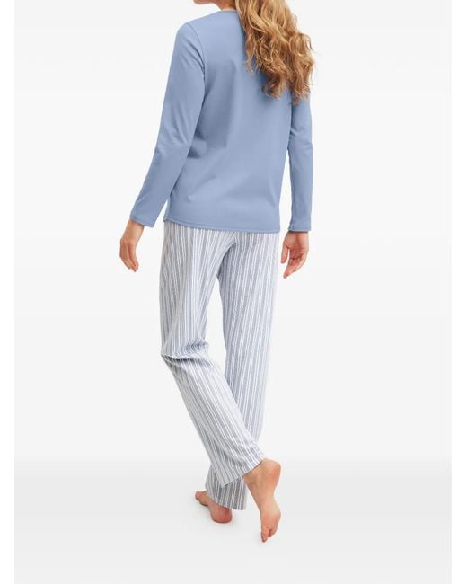 Calida Blue Striped-Pattern Pajamas Set