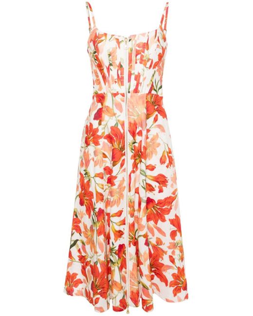 Zimmermann フローラル リネンドレス Red