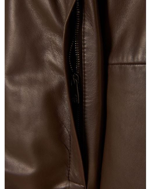 Corneliani Brown Baseball-collar Leather Jacket for men
