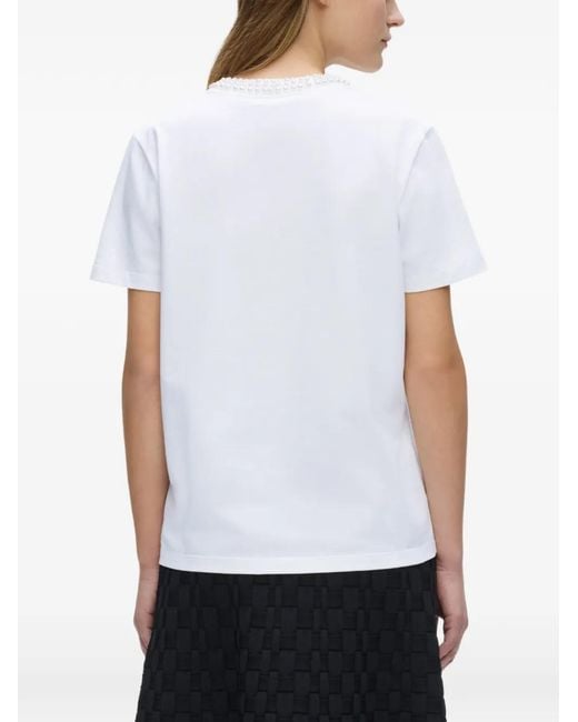 Karl Lagerfeld White Pearl-Embellished T-Shirt