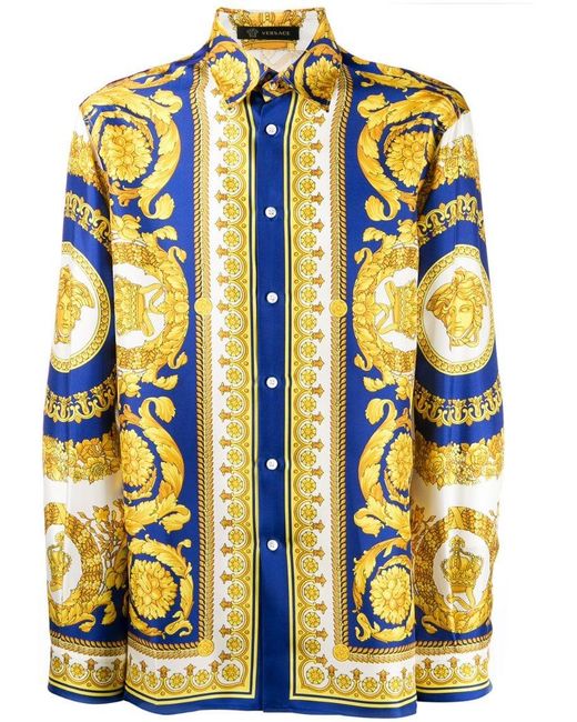 Homme Vêtements Chemises Chemises casual et boutonnées Chemise En Sergé De Soie Imprimé Barocco Soie Versace pour homme 