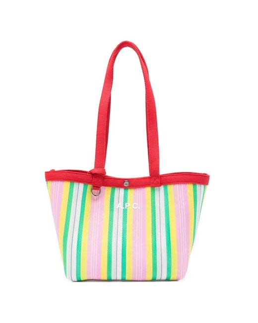 A.P.C. White Striped Shoulder Bag