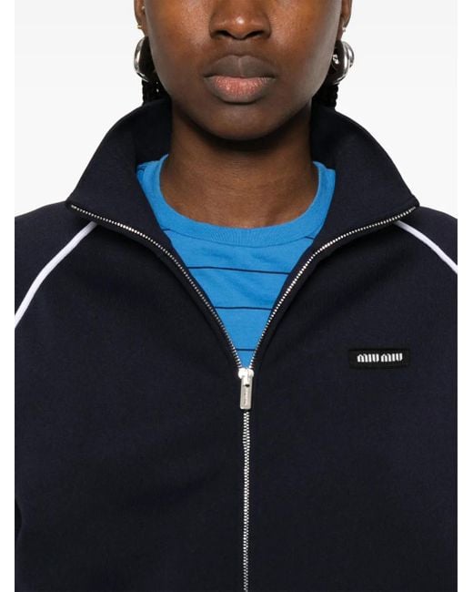 Miu Miu Blue Sweatshirt Mit Logo-Patch