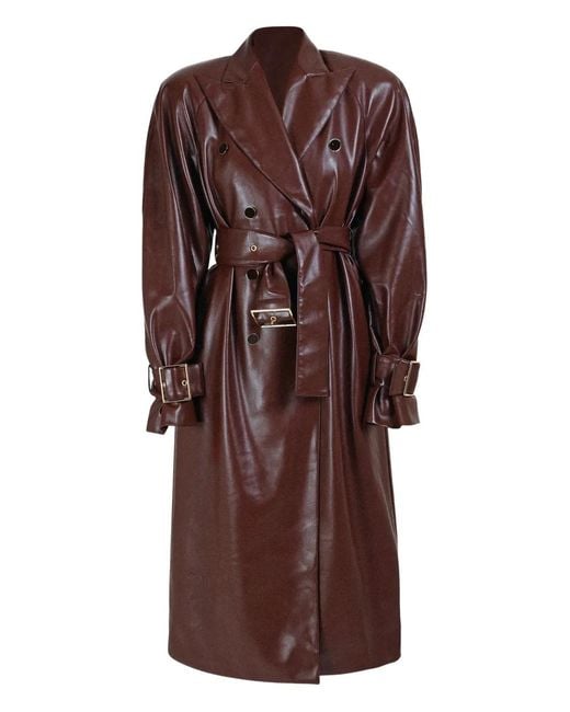 ROWEN ROSE Brown Manteau Croisé À Taille Ceinturée